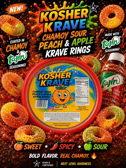 Chamoy peach and apple rings 6oz