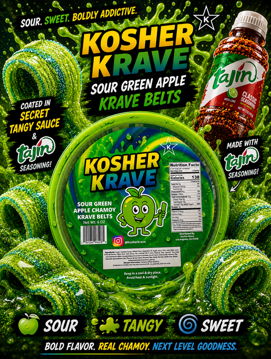 GREEN APPLE CHAMOY KRAVE BELTS – (6 oz)